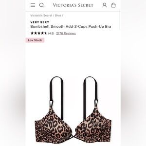 Victoria’s Secret Bombshell add 2-cups push up bra in Leopard - 34C